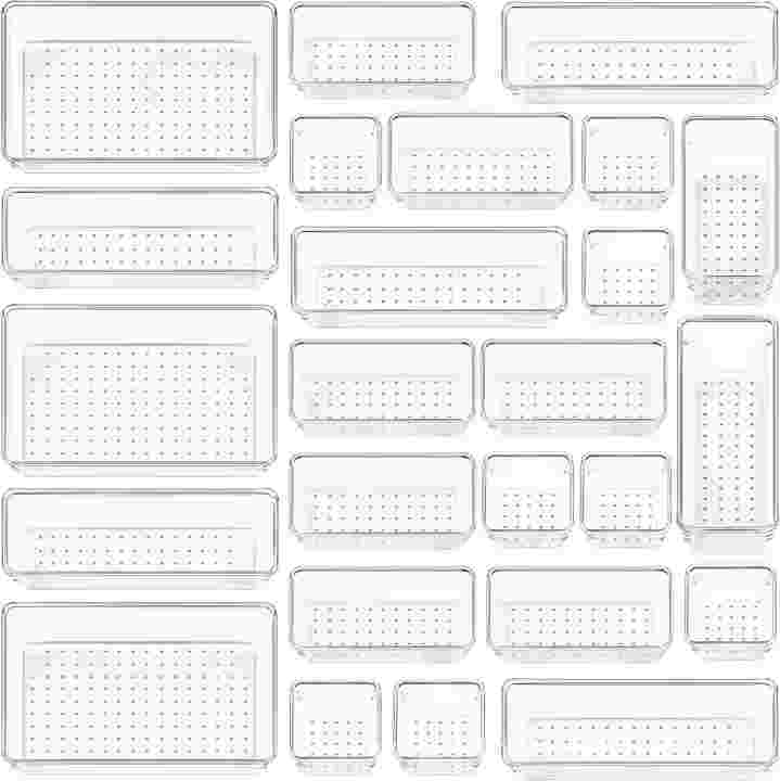 25 contenitori trasparenti anti scivolo + 100 piedini anti-scivolo