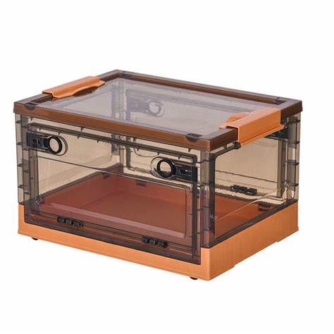 Arancione - (secondo acquisto) Contenitore Intelligente, DESIGN pieghevole, impilabile con coperchio e rotelle
